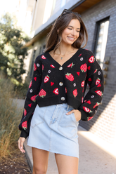 Juniper Long Sleeve Black Strawberry Cardigan SALE