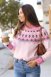 Isadora Pink Fair Isle Sweater