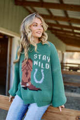 Gail Forest Green Stay Wild Pullover FINAL SALE