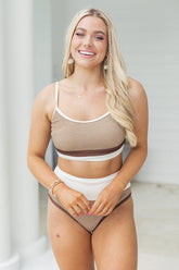 Do Not Disturb Neutral Color Block Bikini Top FINAL SALE