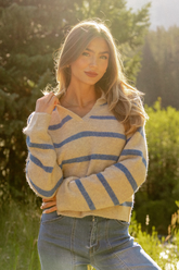 Carter Beige And Blue Striped Sweater SALE