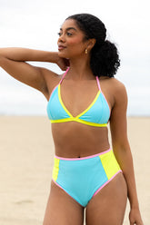 Sunny Coast Blue Colorblock Triangle Bikini Top FINAL SALE