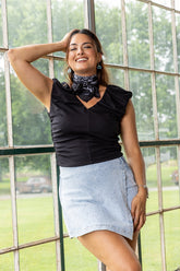 Miley Sleeveless Black Ruched Knit Tank Top FINAL SALE