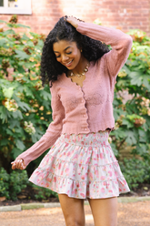 Quinn Pink Pointelle Peplum Cardigan SALE