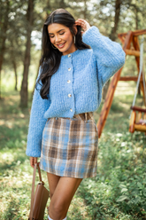 Taye Blue Chunky Boucle Cardigan FINAL SALE