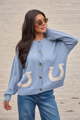 Golden Stirrups Horseshoe Cardigan