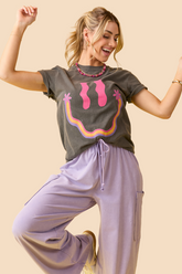 Retro Smiley Dark Grey Graphic Tee