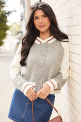 Jordan Grey Bomber Cardigan Sweater SALE