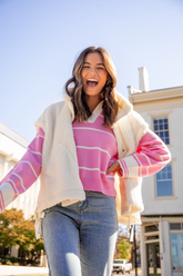 Imagine That Pink Striped Collared Sweater SALE