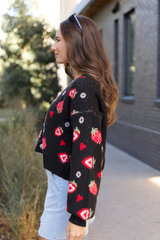 Juniper Long Sleeve Black Strawberry Cardigan SALE