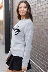 Tatum Long Sleeve Game Day Grey Sweater FINAL SALE