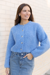 Taye Blue Chunky Boucle Cardigan FINAL SALE
