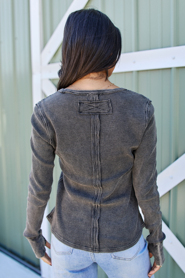 Make Your Choice Black Acid Wash Waffle Fitted Tee FINAL SALE