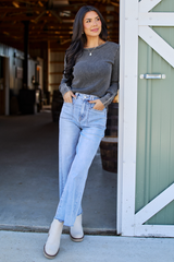 Make Your Choice Black Acid Wash Waffle Fitted Tee FINAL SALE