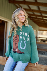 Gail Forest Green Stay Wild Pullover FINAL SALE