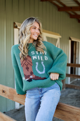 Gail Forest Green Stay Wild Pullover FINAL SALE