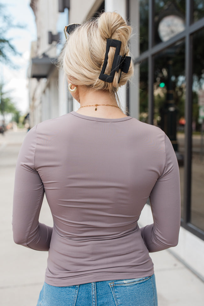 A Lovely Life Brown Fitted Long Sleeve Layering Tee SALE