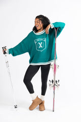 Ski Club Green and Ivory Embroidered Sweater SALE