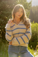 Carter Beige And Blue Striped Sweater SALE