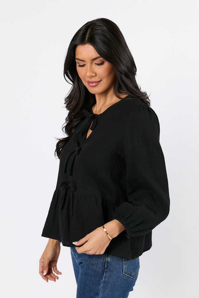 Close To Me Black Bow Detail Blouse FINAL SALE