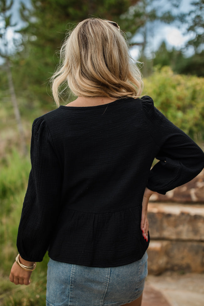 Close To Me Black Bow Detail Blouse FINAL SALE