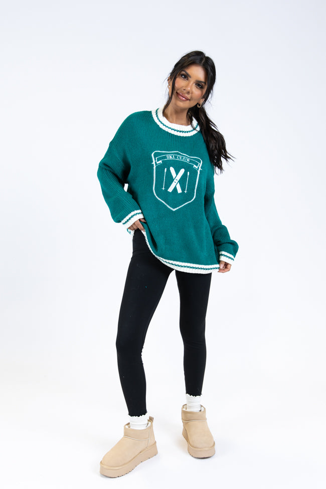 Ski Club Green and Ivory Embroidered Sweater SALE