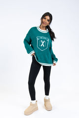 Ski Club Green and Ivory Embroidered Sweater SALE
