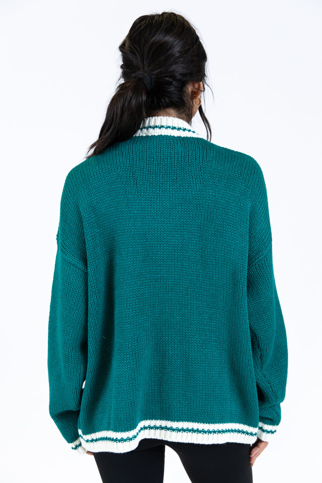 Ski Club Green and Ivory Embroidered Sweater SALE