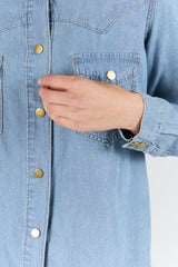 Gussied Up Yoke Detail Chambray Button Down Shirt FINAL SALE
