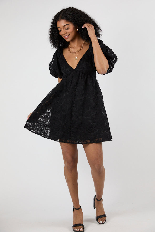 Midnight Muse Black Lace Babydoll Dress FINAL SALE