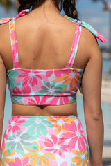 Wish Upon A Star Multi Floral Tie Strap Bikini Top FINAL SALE