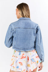 Run Around Town Medium Wash Deconstructed Denim Jacket FINAL SALE