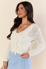 Plenty Of Love Cream Ruffle Trim Cardigan FINAL SALE