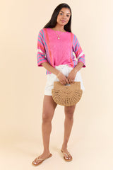 Swept Away Pink Striped Sleeve Sweater FINAL SALE