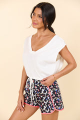 Back Me Up Cap Sleeve Drawstring Waist Knit Top FINAL SALE