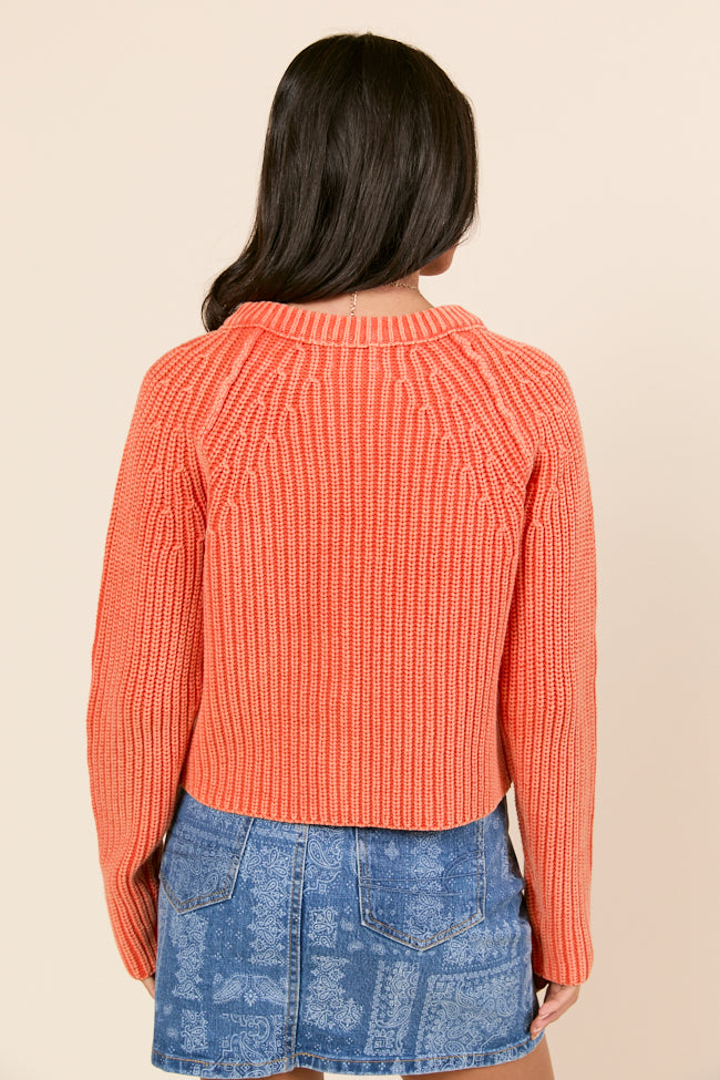 Livvy Long Sleeve Washed Orange Cardigan SALE