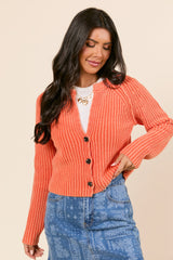 Livvy Long Sleeve Washed Orange Cardigan SALE