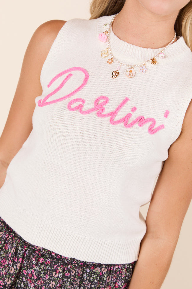 Mable Ivory Sleeveless Darlin Sweater Tank SALE