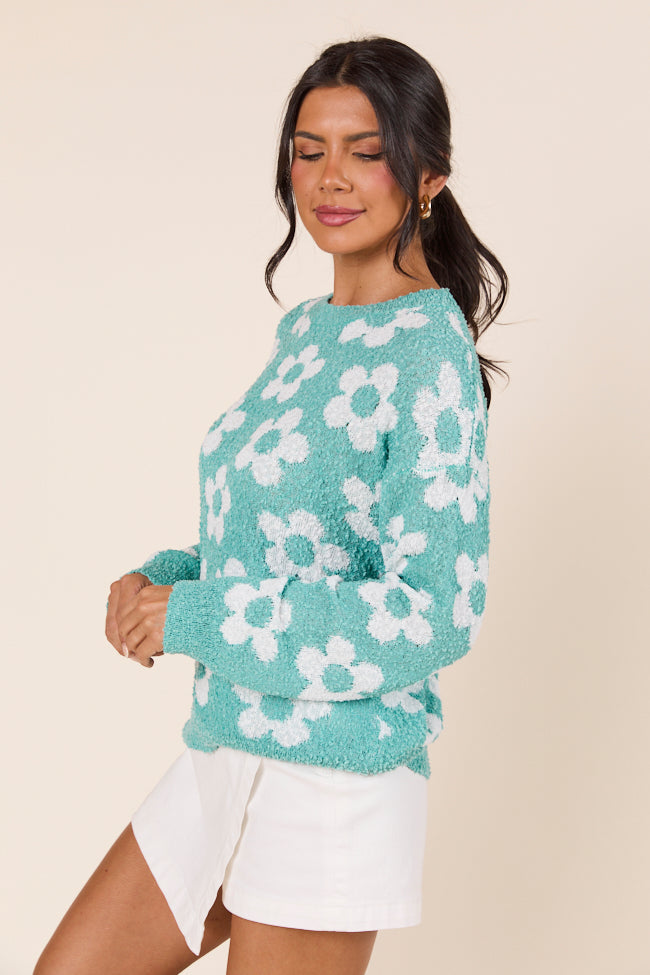 Teagan Long Sleeve Blue Floral Print Sweater FINAL SALE