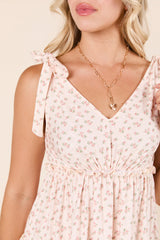 Sweetly Tied Tie Shoulder Floral Pink Dress FINAL SALE