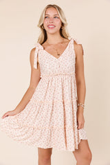 Sweetly Tied Tie Shoulder Floral Pink Dress FINAL SALE
