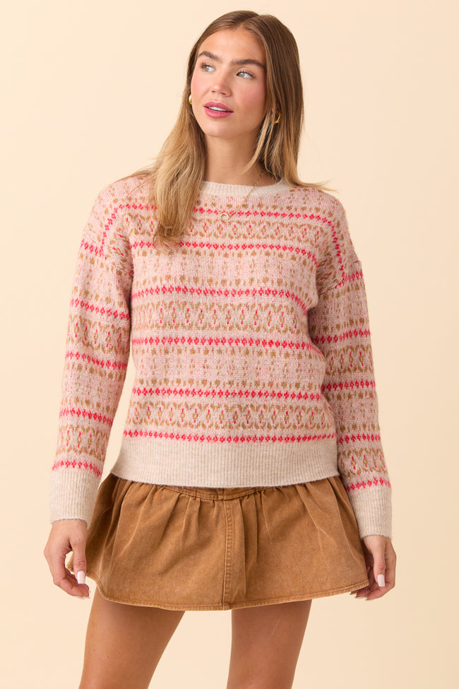 Keira Geo Print Neutral Sweater SALE