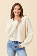 Grace Ivory Notch Neck Pullover Sweater SALE