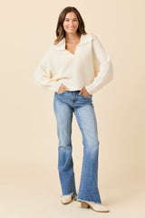 Grace Ivory Notch Neck Pullover Sweater SALE