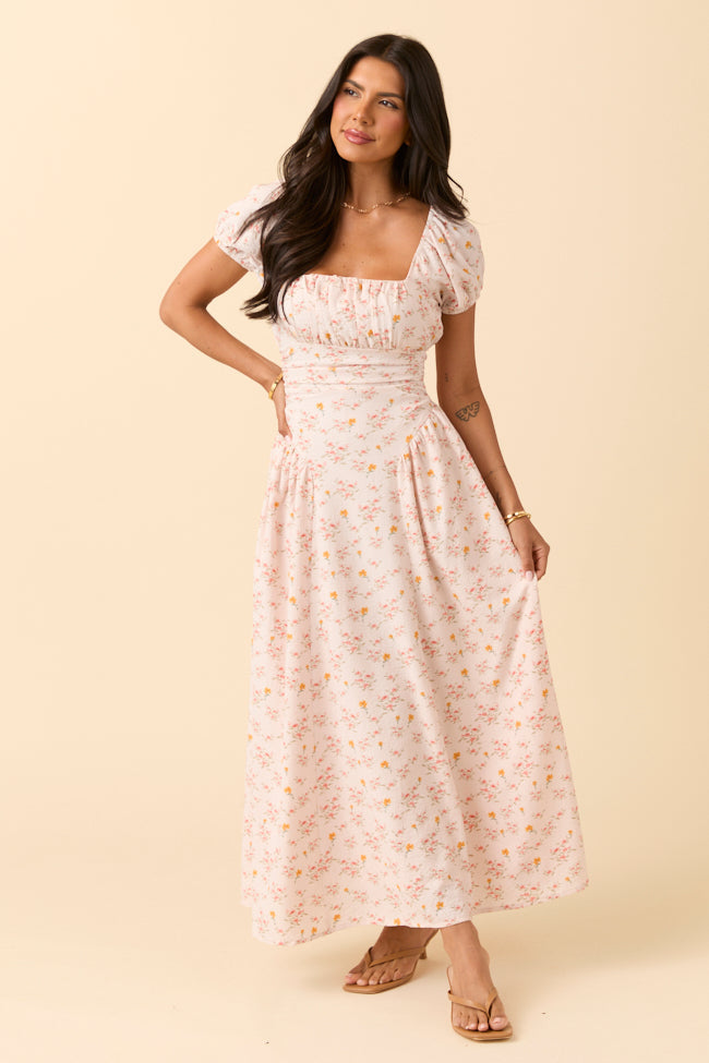 Gabriella Yellow Floral Drop Waist Maxi Dress FINAL SALE