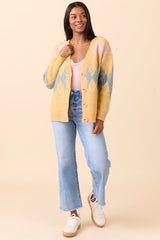 Harlow Yellow Argyle Plaid Cardigan FINAL SALE