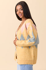 Harlow Yellow Argyle Plaid Cardigan FINAL SALE