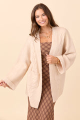 Aleah Beige Cable Sweater Coat