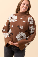 Kayla Brown Floral Turtleneck Sweater