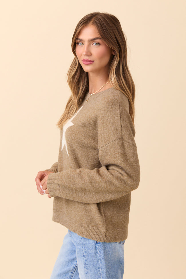 Callie White Star Beige Sweater